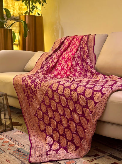 Vibrant Harmony Georgette Khadi Saree with Jamnagri Rai Bandhej