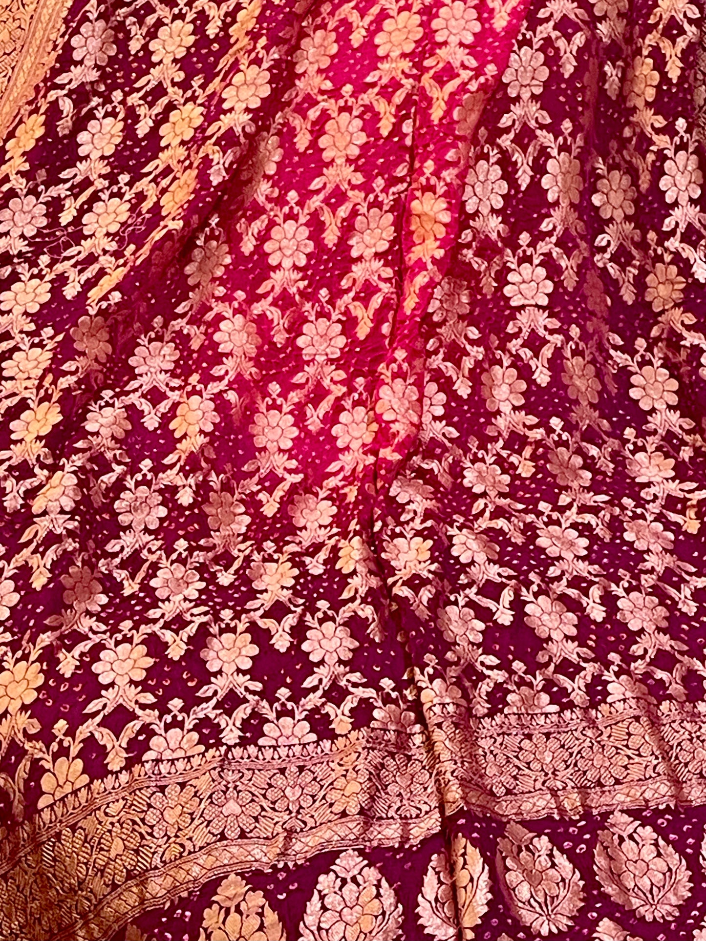 Vibrant Harmony Georgette Khadi Saree with Jamnagri Rai Bandhej